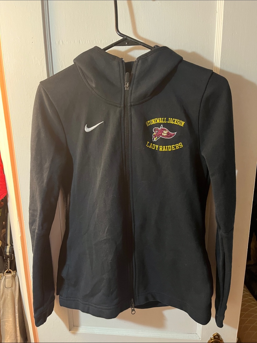 Nike Women’s Black Full-Zip Hoodie with Yellow & Red Team Logo